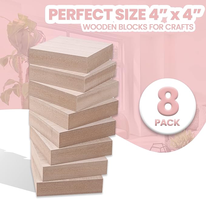 - 4” x 4” Wooden Blocks for Crafts