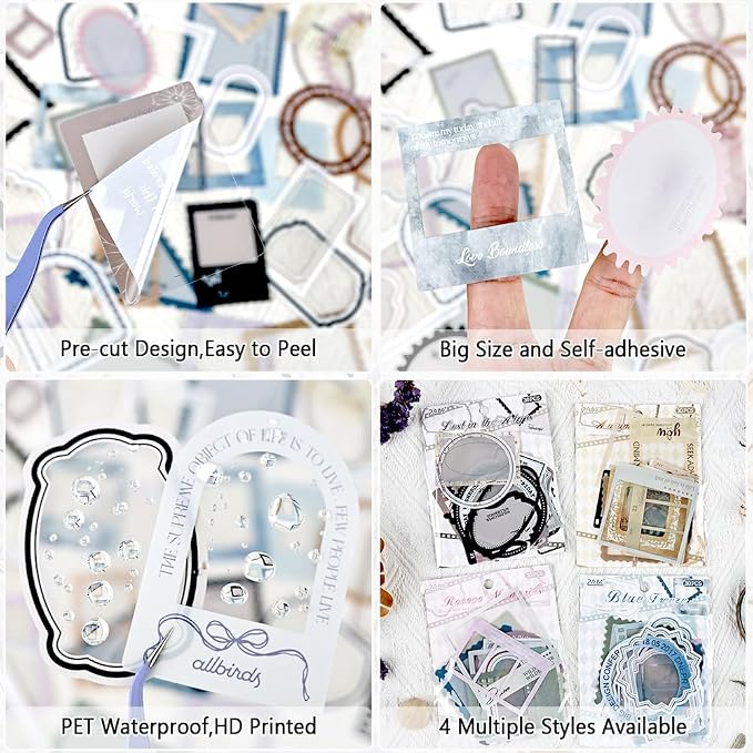120Pcs PET Decorative Frames Stickers