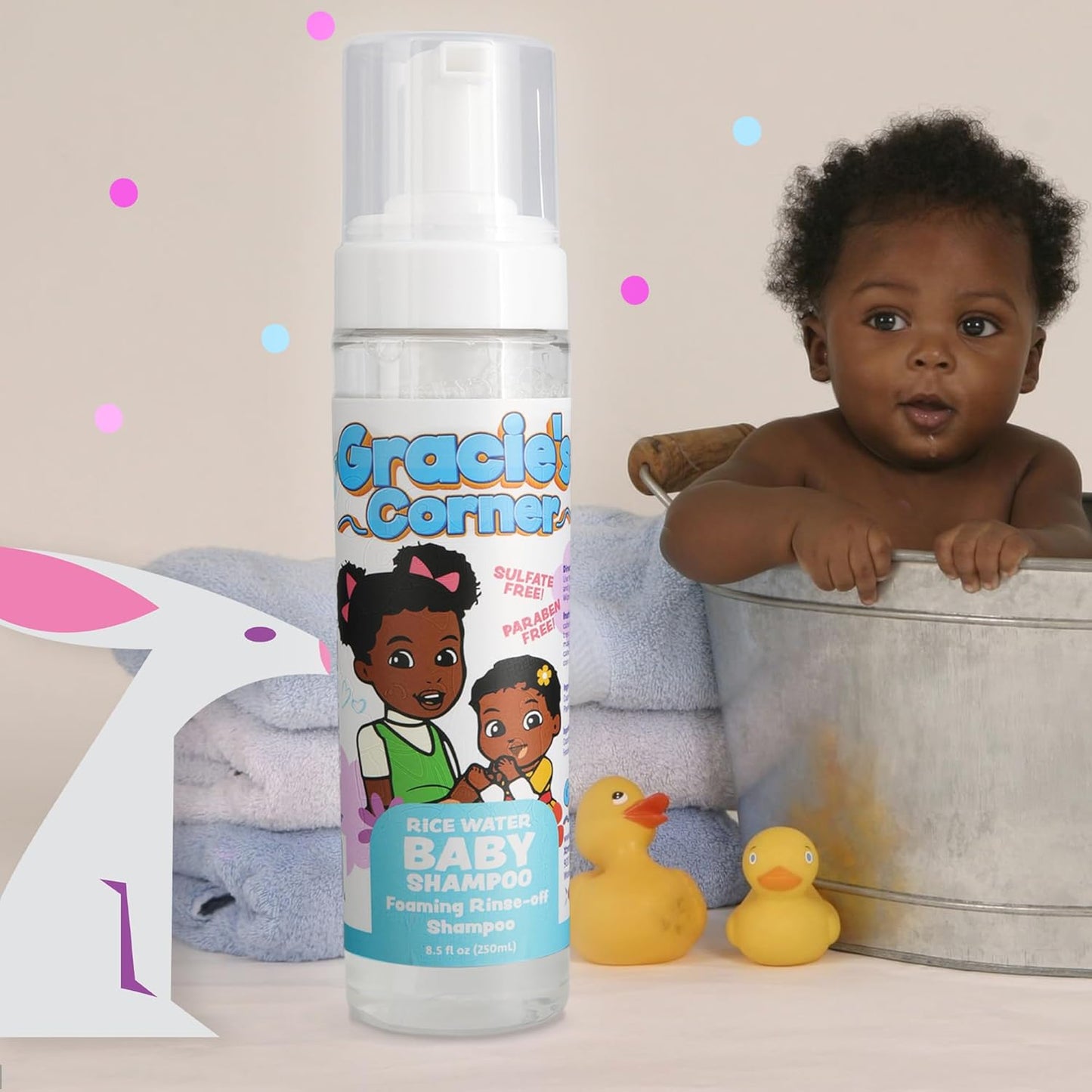 Gracie's Corner Rice Water Baby Shampoo Foaming Rinse-Off 8.5oz