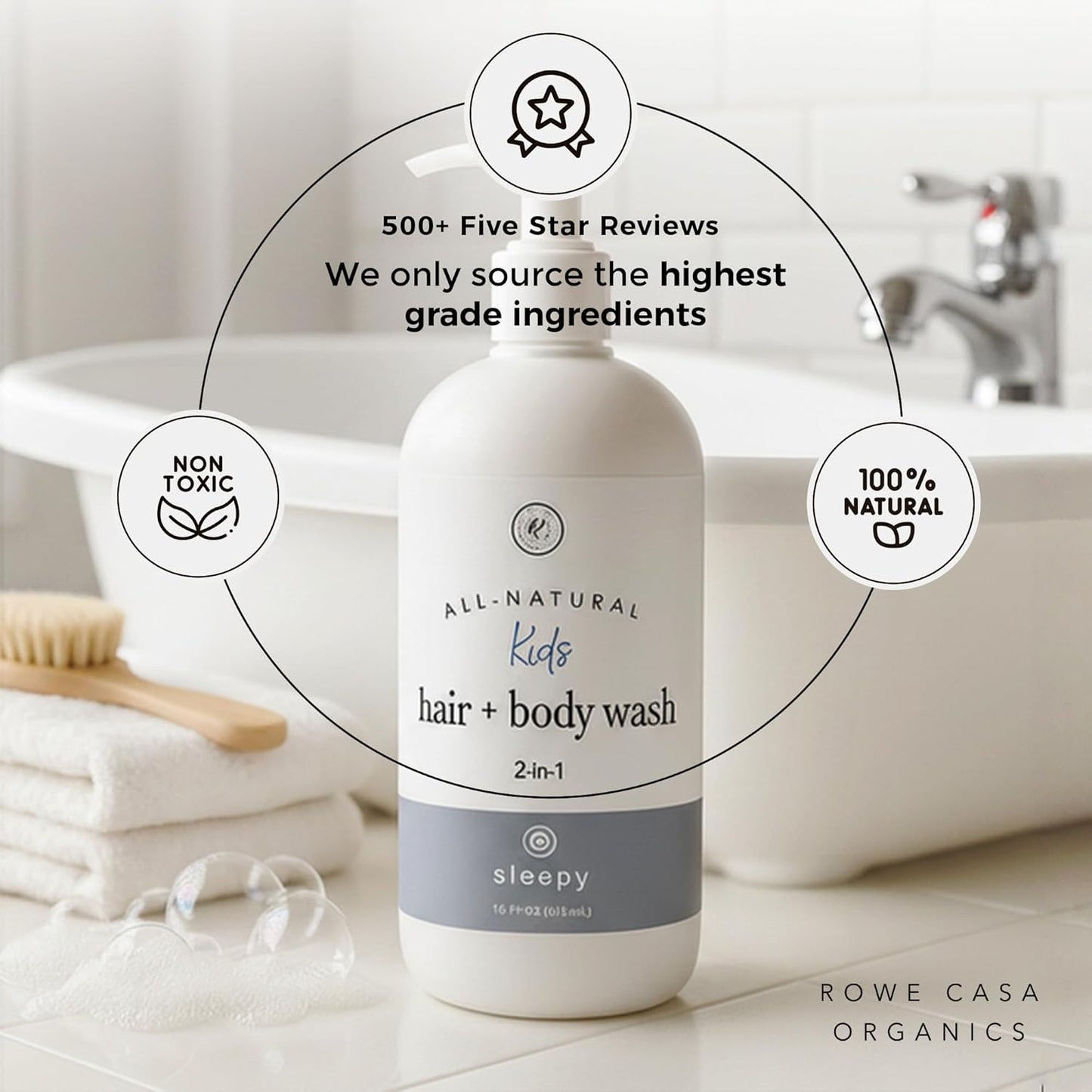 Rowe Casa Organics Kids Hair + Body Wash, 16 oz, Sleepy
