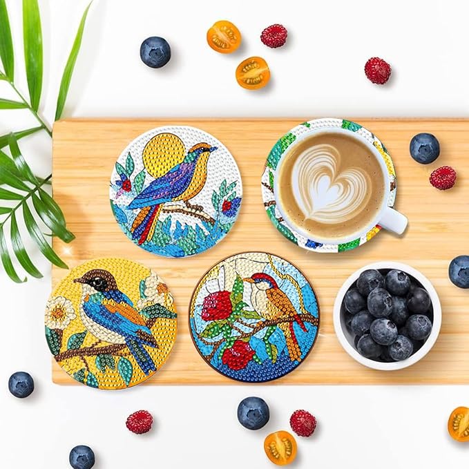 EWJRNSF 6 PCS Bird Diamond Art Coasters DIY Kit