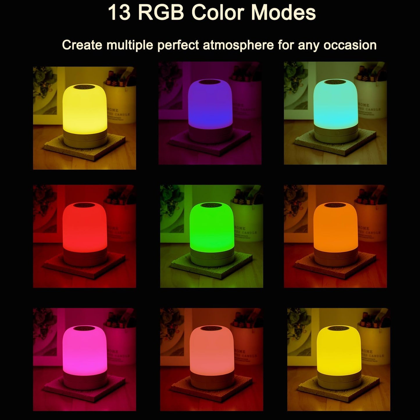 ELITUN Nursery Night Light for Kids,13 Colors RGB Dimmable Small Lamp,Portable Stepless Dimming Small Touch Lamp for Bedroom, Color Changing LED Touch Light