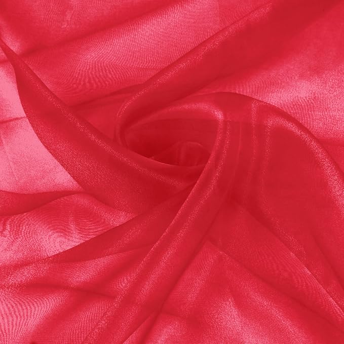 VACVELT Red Sheer Organza Fabric by The Yard 60" Wide | Semi-Transparent
