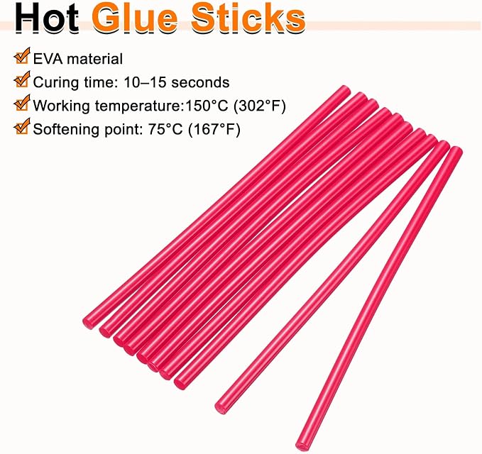HARFINGTON 10pcs Hot Glue Sticks 0.28" Dia x 9.84" Long EVA Mini Hot Melt
