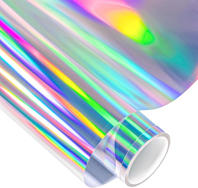 VINYL FROG Holographic Craft Adhesive Vinyl Roll 12"x60" Spectrum Silver