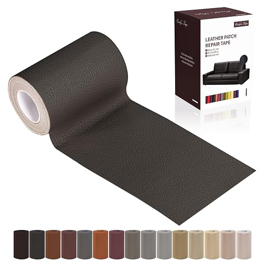 Leather Repair Patch Tape, Coffee 3 x 61 Inches Self Adhesive Leather Repair Kit