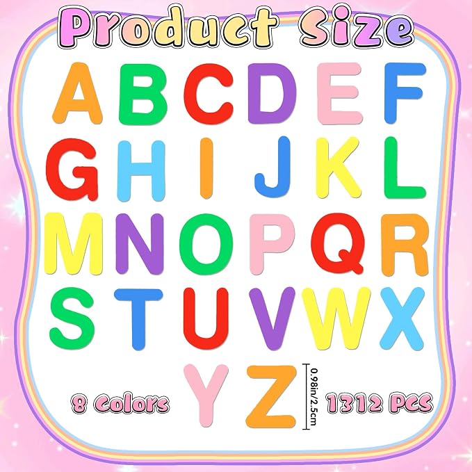 1312 Pcs Foam Letter Stickers, Self-Adhesive EVA Alphabet Stickers Small 1 Inch