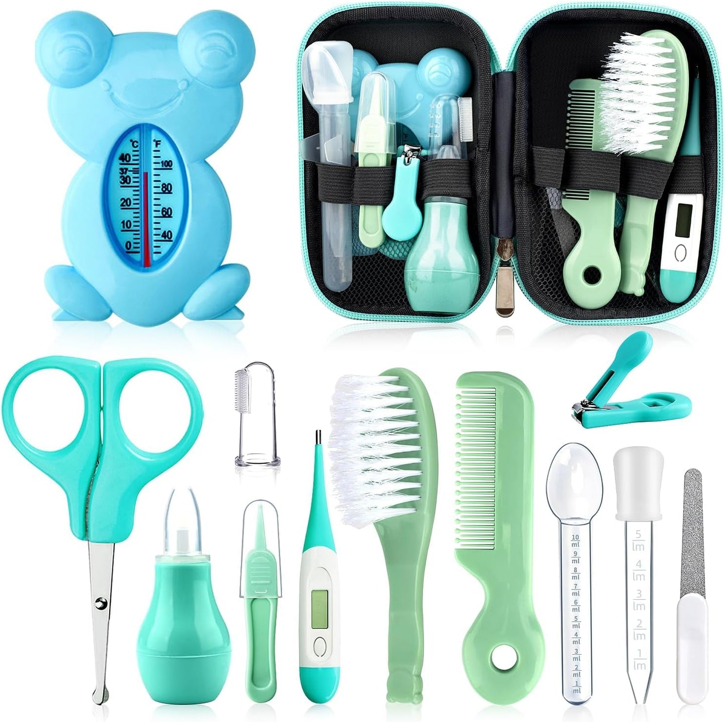 Baby Grooming Kit, Infant Safety Care Set with Hair Brush Comb Nail Clipper Nasal Aspirator,Baby Essentials Kit for Newborn Girls Boys