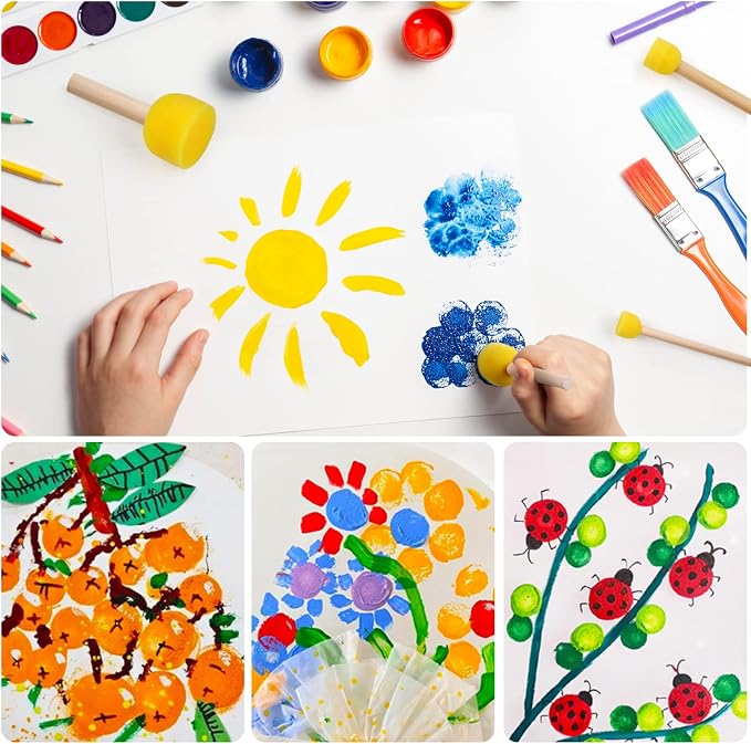 30 Pcs Round Sponges Brush Set, Round Sponge Brushes