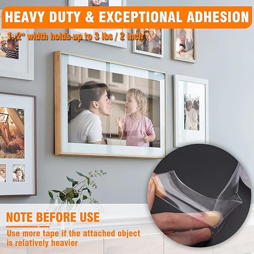 ANLOKE Double Sided Tape Heavy Duty 2 Pack, 1.2 Inch x 400 Inch ，Extra Large