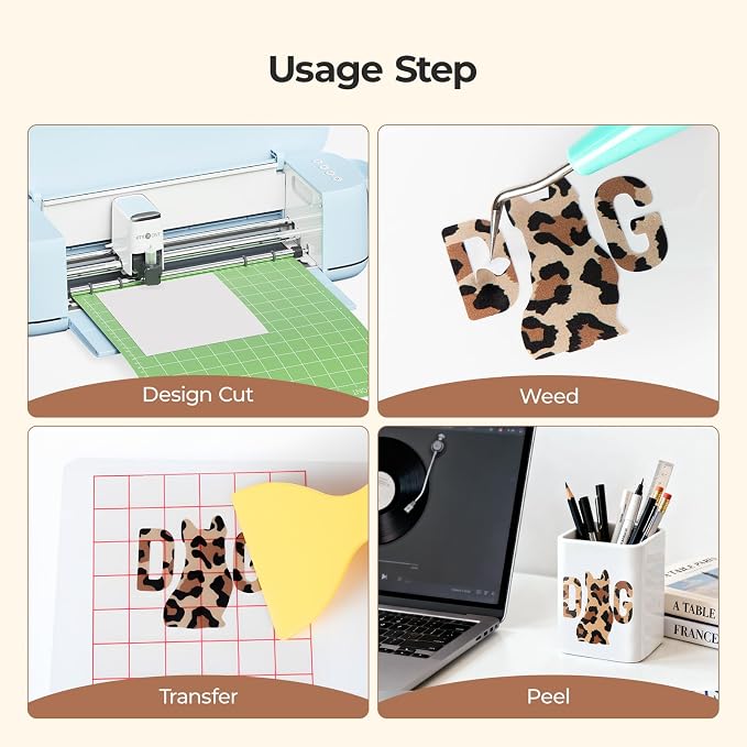 HTVRONT Leopard Permanent Vinyl 10 Pack Compatible