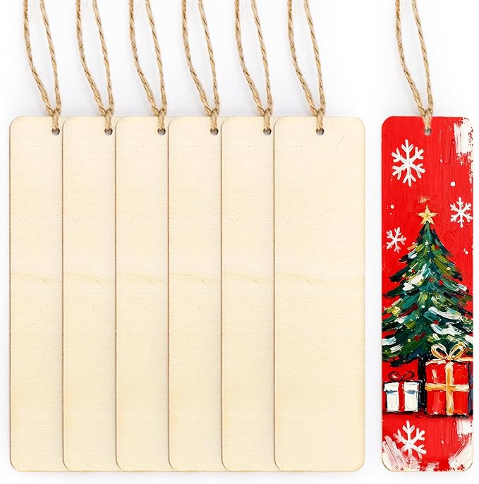 Cididu 150 Pieces Wood Blank Bookmark, DIY Wooden Craft Bookmark
