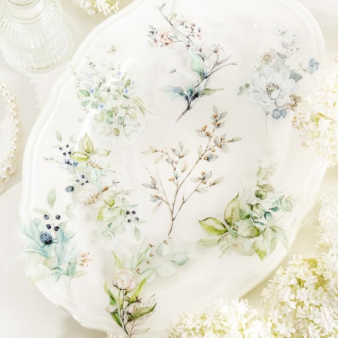 120 PCS Pastel Watercolor Nature Floral Botanical Stickers