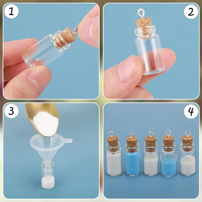 Yungyan 50 Pieces Small Mini Glass Bottles Jars