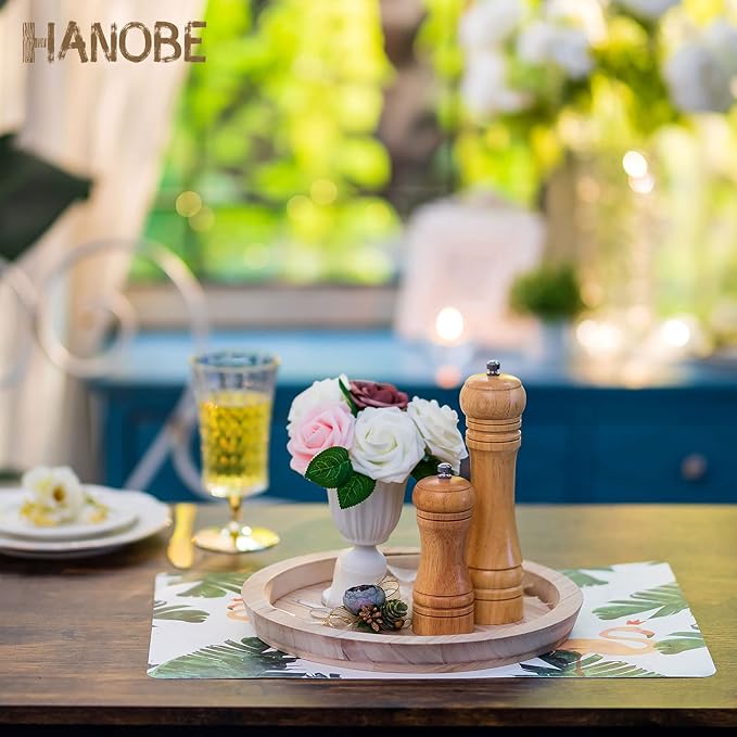 Hanobe Unfinished Round Wooden Craft Trays