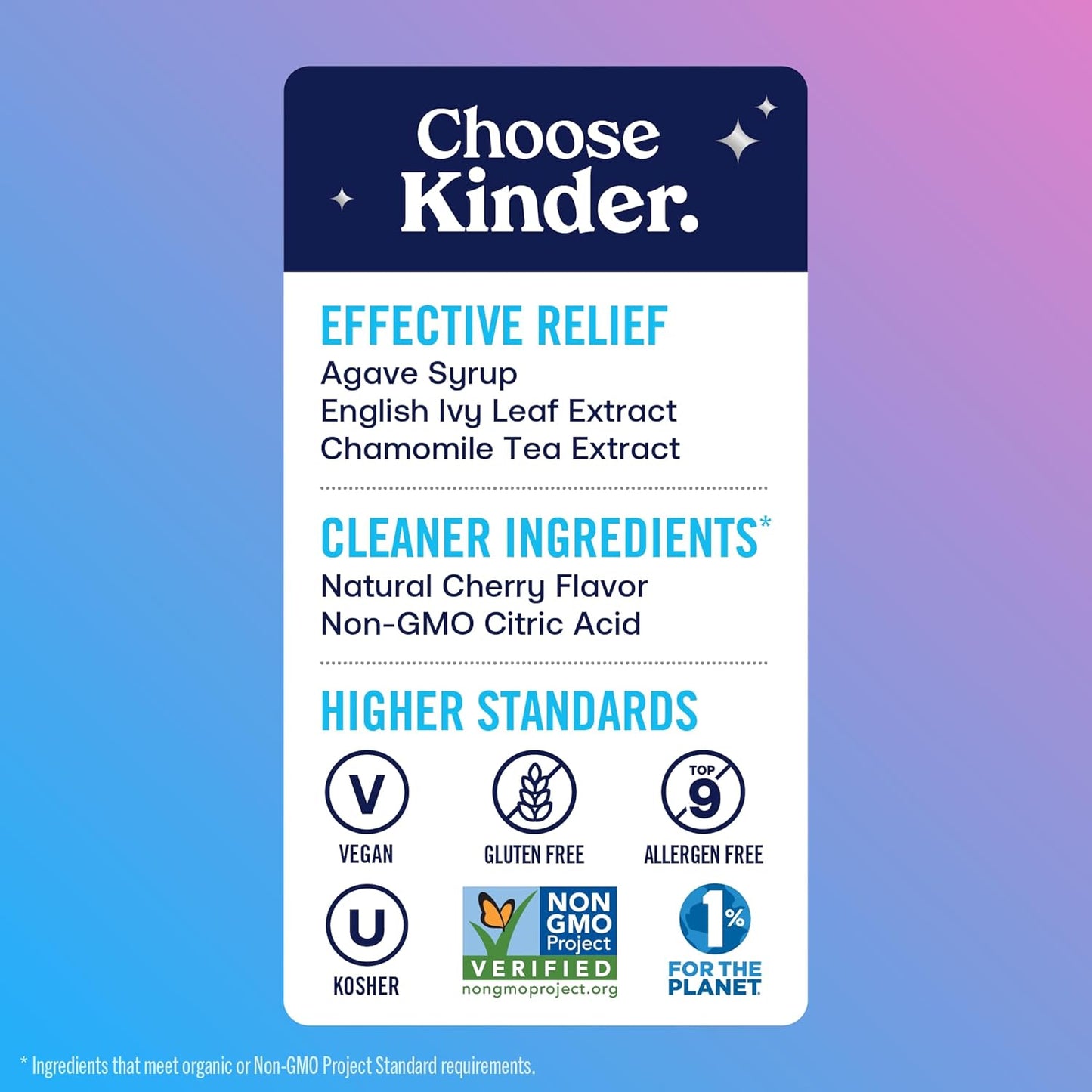 KinderMed Infants' Nighttime Cough, Organic Agave Syrup, English Ivy Leaf Extract, Chamomile Tea Extract, No Dyes, No Artificial Flavors or Sweeteners, Ages 2 Months+, Natural Cherry Flavor (2 Fl Oz)