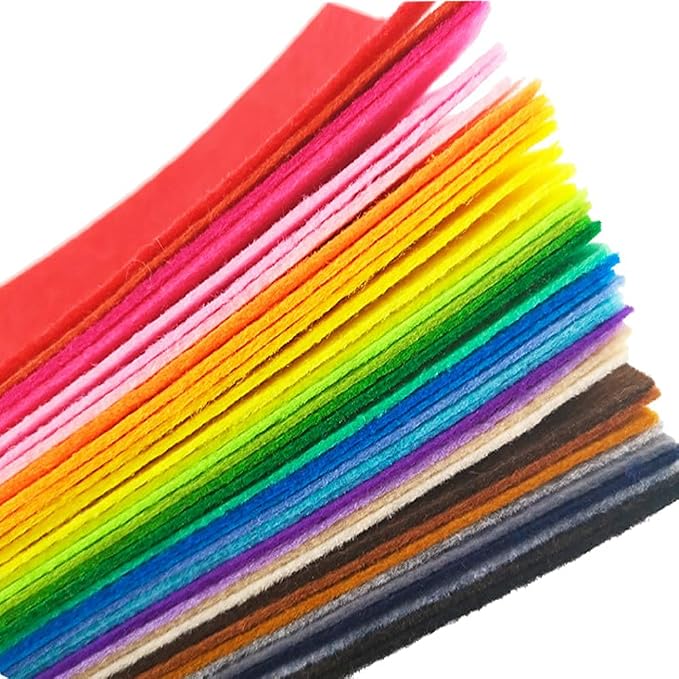 Felt Sheets, DIY Craft Sewing Pre-Cut Quilt Squares, Premium Colorful Hard