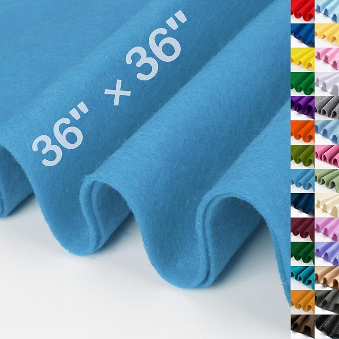 XSEINO Sky Blue Large Felt Fabric 36" X 36 ", 1.4 mm Thick Soft Felt Fabric