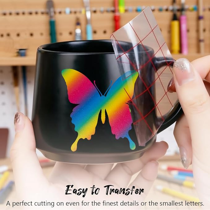 Rainbow Striped Print Permanent Adhesive Vinyl