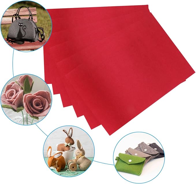 6 Pcs, 8 x 12 Inch Red Felt Sheets
