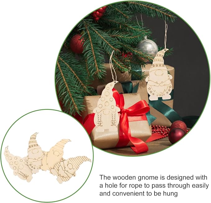 FOMIYES 40Pcs Christmas Wooden Gnome Hanging Decorations