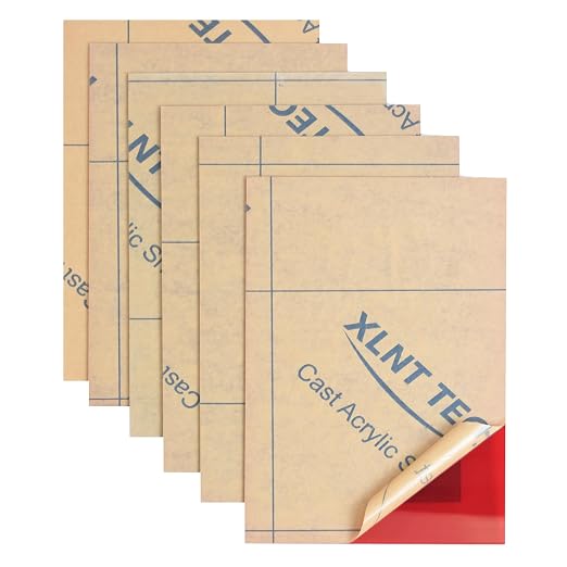 6 PCS Red Transparent Cast Acrylic Sheets 8" x 12" x 0.118", Plexiglass Plastic