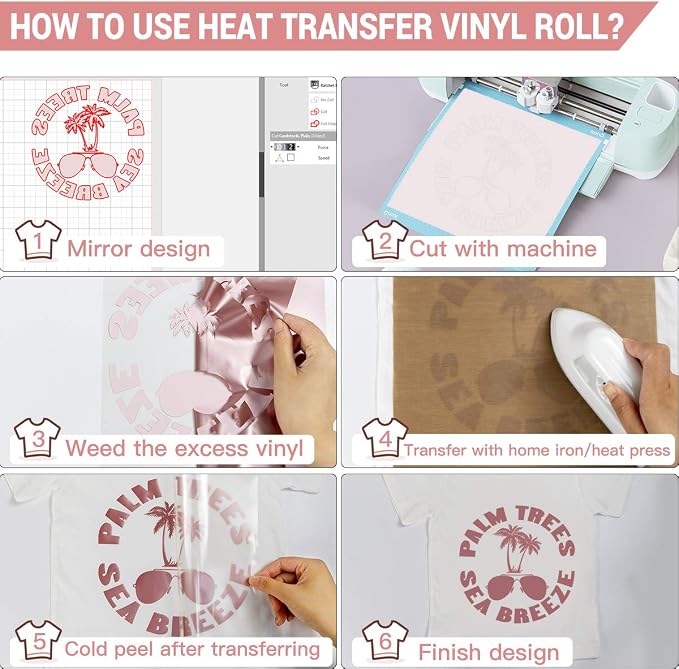 HTVRONT Rose Gold Heat Transfer Vinyl, 12in x 10ft | Rose Gold HTV Vinyl Roll