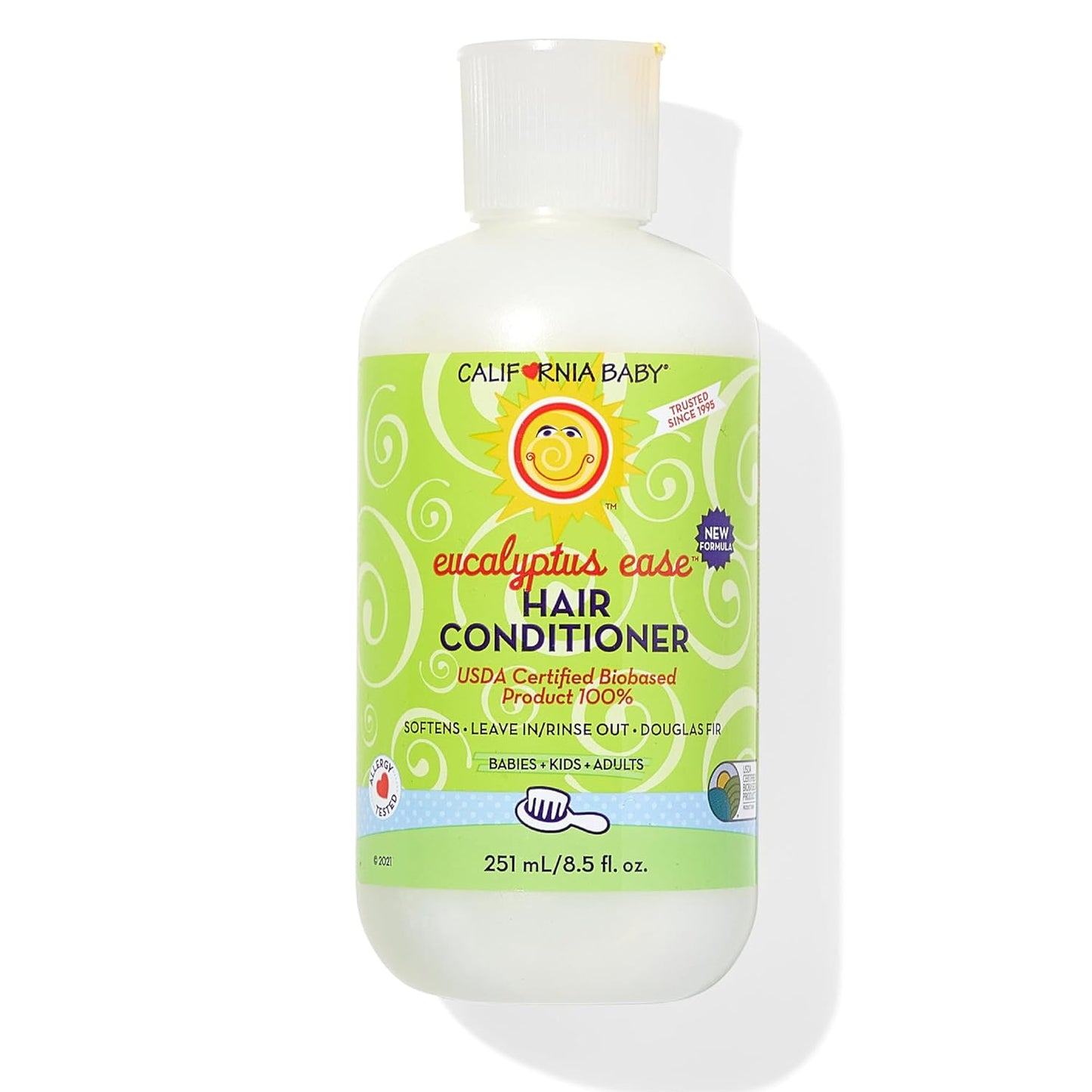California Baby Eucalyptus Ease Hair Conditioner | 100% Plant-Based Kids Conditioner | Rinse-out or Leave in Conditioner | 251 mL / 8.5 oz