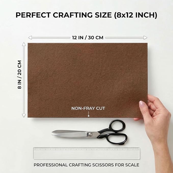 Brown Felt Fabric Sheets Stiff 20 Pcs 8" X 12", 1mm Thick Assorted Color Sewing