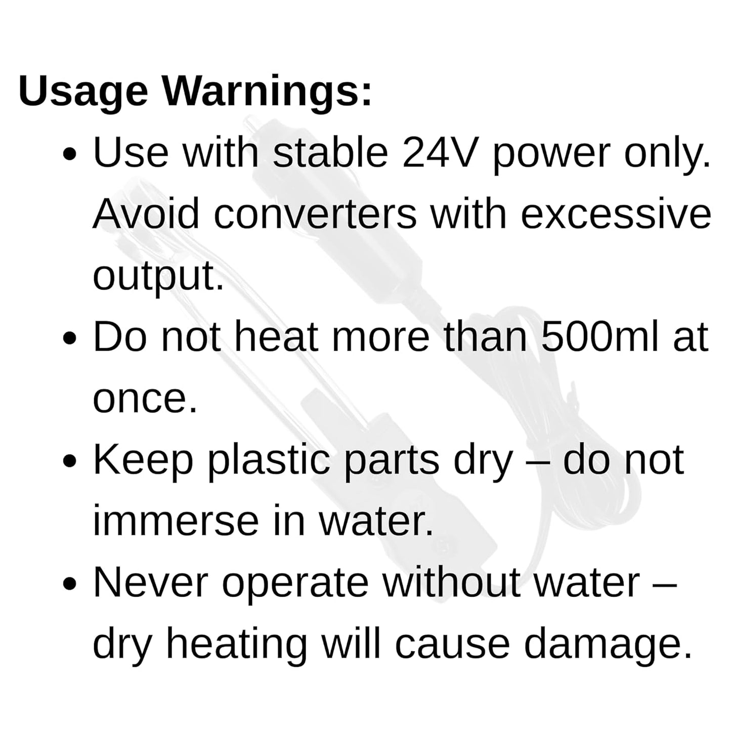 24V Portable Car Immersion Heater Auto Cup Mug Water Heater Kettle Tea Coffee Warmer Soup Drinks Electric Heater
