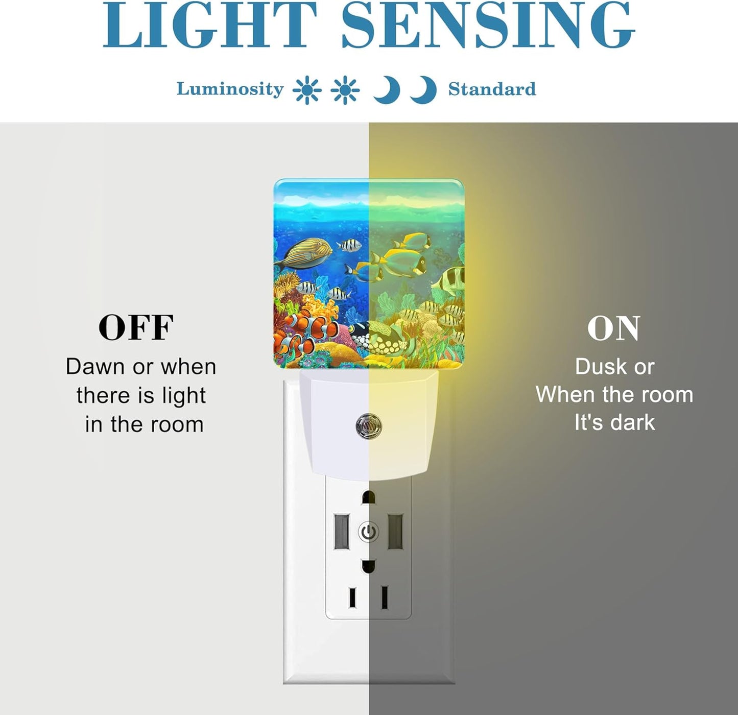 Colorful Seabed Coral Reef Night Light for Kids, LED Night Light Plug into Wall with Dusk to Dawn Sensor for Girls Boys Women Men Room Decor, Hallway, Kitchen, Bathroom, Nursery, Stairs