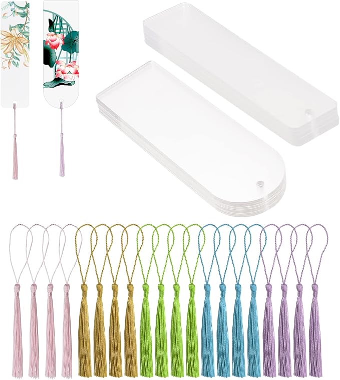Blank Clear Acrylic Bookmakrs Penta Angel 20Pcs Plastic Craft Transparent