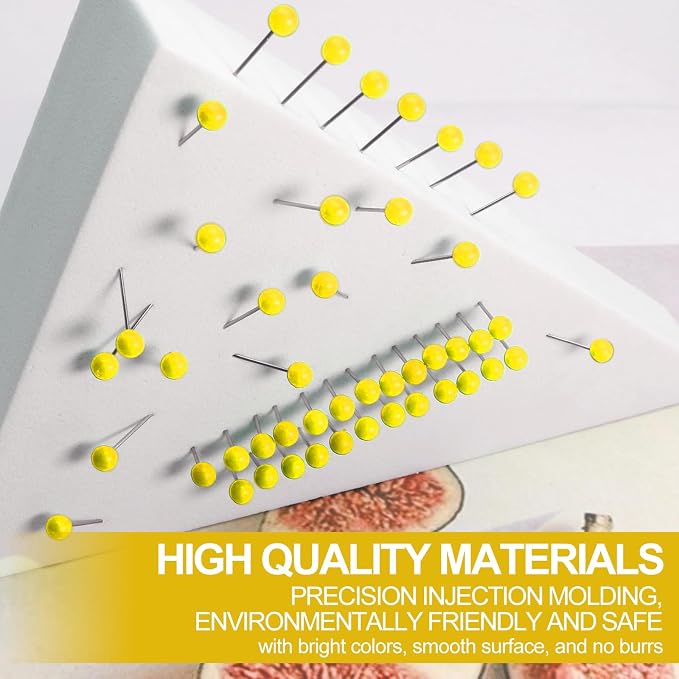 Yellow Map Pins, 1/8 Inch, Round Ball Head | Map Tacks, Push Pins