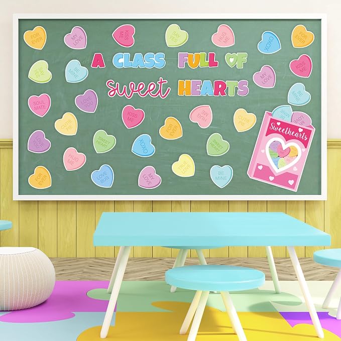 JarThenaAMCS Valentine's Day Classroom Door Decoration Candy Hearts Bulletin