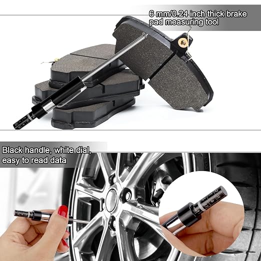 NQEUEPN Brake Pad Thickness Gauge Set, Tire Tread Depth Gauge & Valve Stem Caps