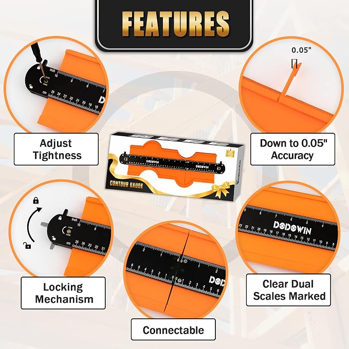 DODOWIN 10+5 Inch Connectable Contour Gauge
