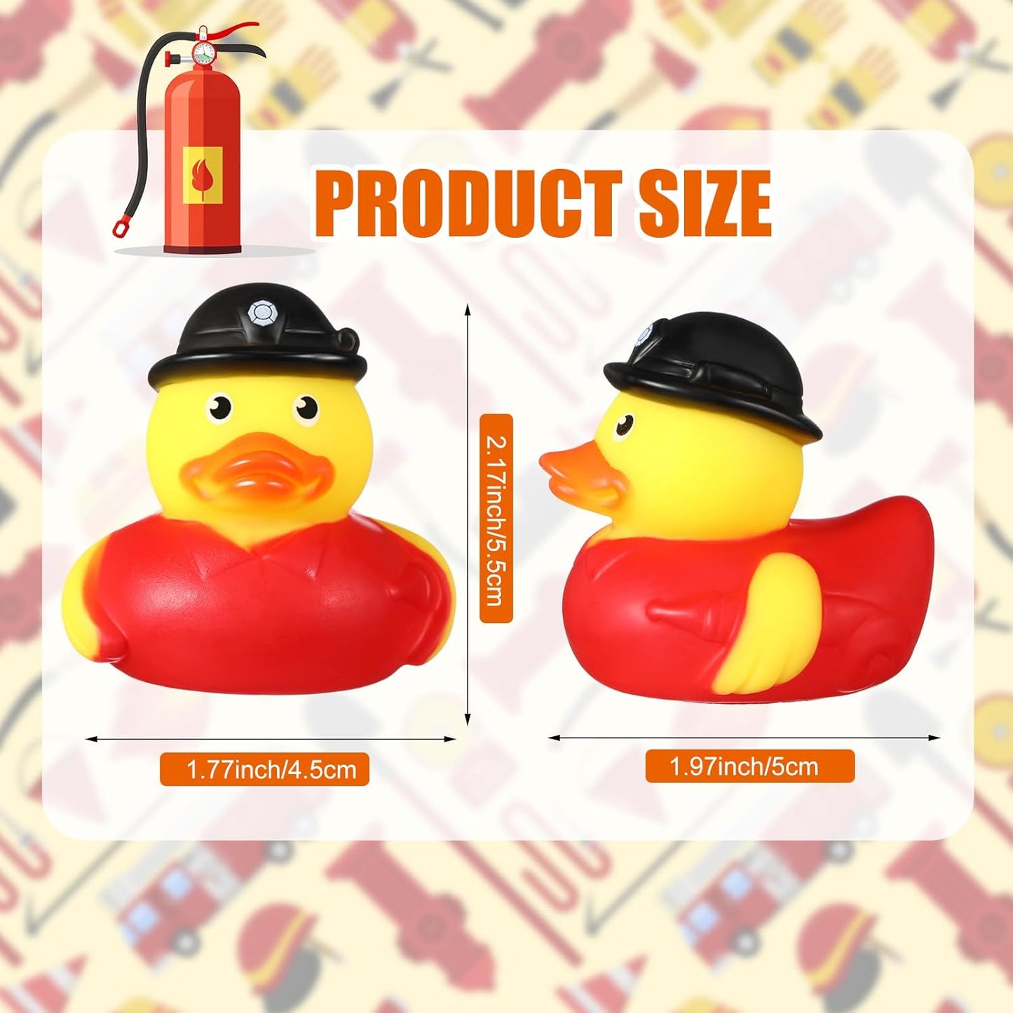 Sotiff 48 Pcs Firefighter Rubber Ducks Bulk 2 Inch Fireman Rubber Ducky for Firefighter Party Favors Birthday Party Gifts Beach Summer Bath Tub Pool Float