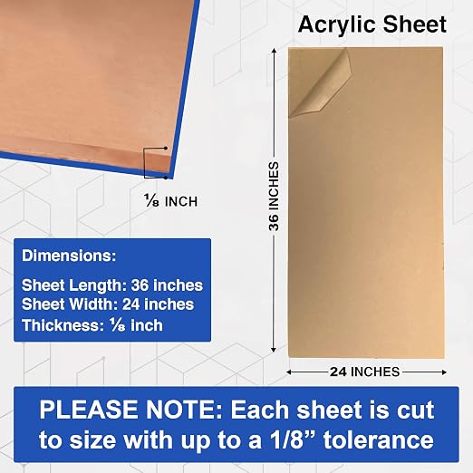 Duco Clear Cast Acrylic Sheets 1/8" Thick 24" x 36"