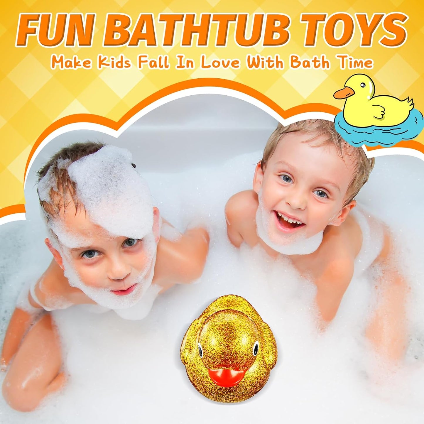 Honoson 6.89 Inch Giant Glitter Rubber Duck Big Glitter Rubber Duck Large Sparkly Duckling Bath Toy with Squeaky Sound for Summer Baby Shower Birthday Party Favor Gift(Gold)