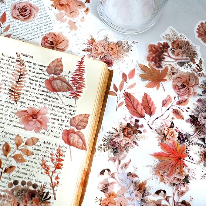 600 Pcs Natural Botanical Flower Stickers, Wildflower Stickers