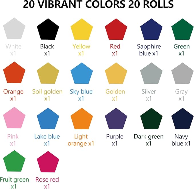 FUNKAKA HTV Heat Transfer Vinyl Bundle, 20 Rolls 12" x 3ft HTV Vinyl