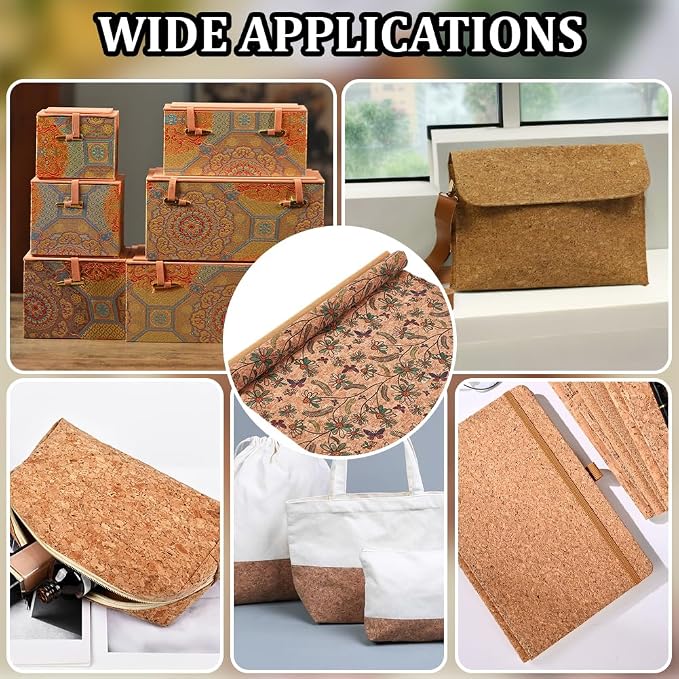 1.51 Yards 12.99 Inch Tan Synthetic Cork Leather Fabrics by the Yard Flowers