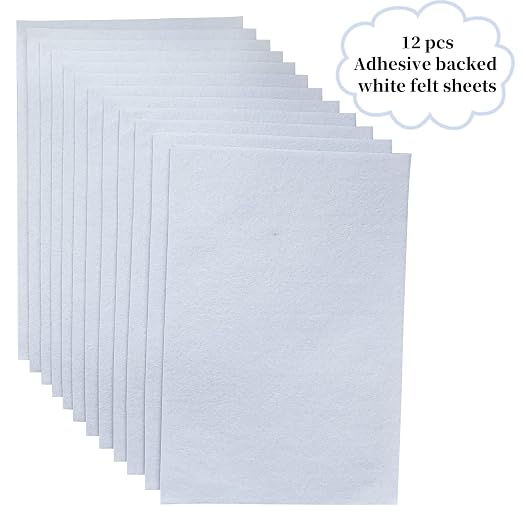 Jtnohx Self Adhesive Felt Sheets, 12 Pieces Felt Fabric
