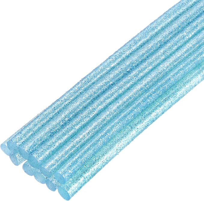 uxcell Mini Hot Glue Sticks for Glue Gun 7mm x 200mm Glitter Transparent Blue