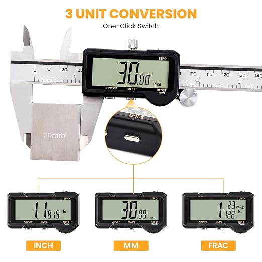 HARDELL Digital Caliper 6 Inch Rechargeable Calipers One-Key Reset | Caliper
