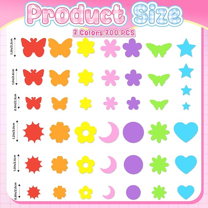 700Pcs Foam Stickers Colorful Flower Butterfly Foam Shapes Stickers