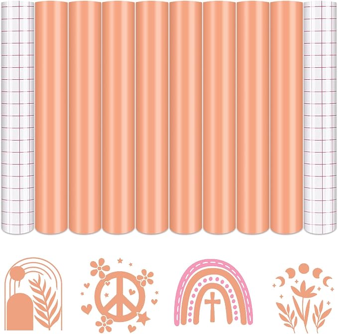 Tintnut Boho Permanent Adhesive Vinyl 8 Sheets 12"x10"Peachy Pink Vinyl | Solid