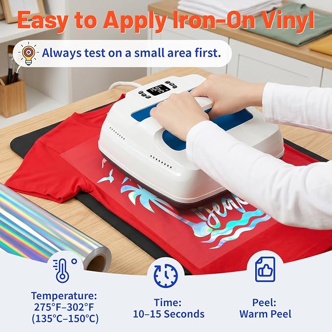 TECKWRAP Heat Transfer Vinyl for T-Shirts, Holographic Silver | Easy Weed HTV
