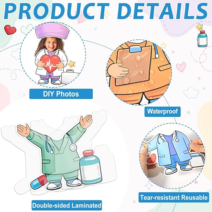 60pcs Nurse Theme DIY Cutouts Healthcare Bulletin Board Decorations Set Doctor