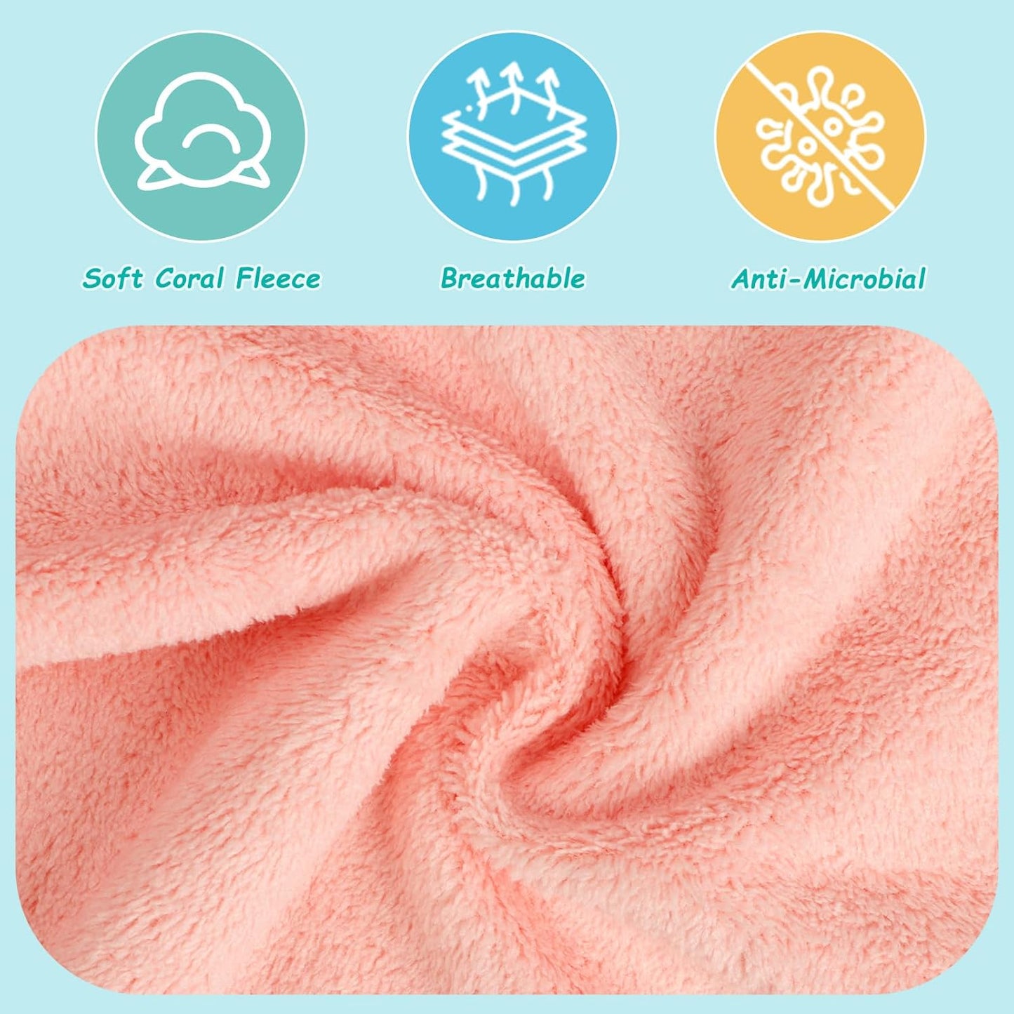 HOMEXCEL Baby Washcloths 12 Pack-Microfiber Coral Fleece Baby Bath Face Towel 7 x 9 Inch Extra Absorbent Soft Burp Cloth and Wash Cloths for Newborn-Infants and Toddlers-Gentle On Sensitive Skin,Pink